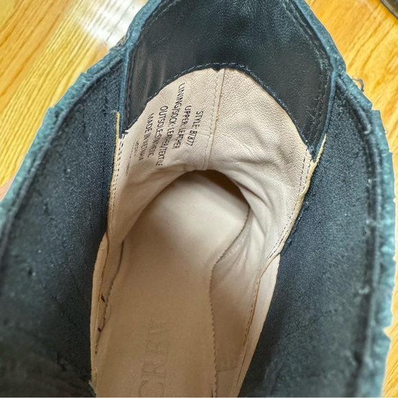 J Crew Black Leather Croc-Embossed Pull-on Ankle Boots - Picture 9 of 10